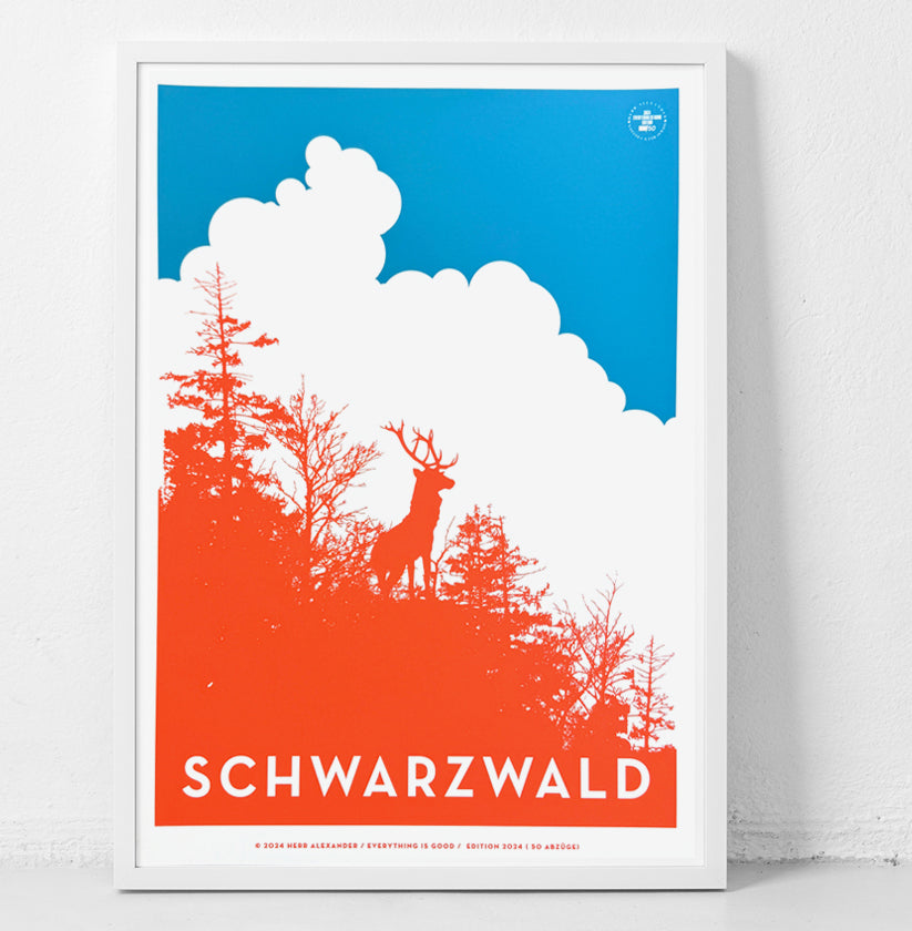 Schwarzwald-Poster ‘Himmelreich’ – Hirschsprung, Heritage Rostrot, Siebdruck 50×70 cm