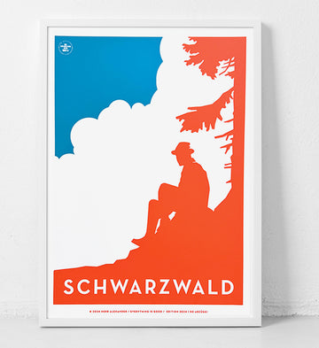 Wandersmann Schwarzwald – Heritage Rostrot, Siebdruck 50×70 cm